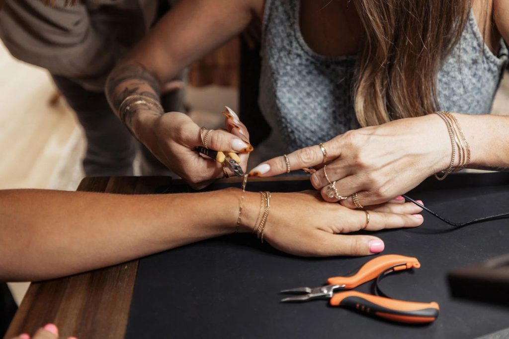 A glimpse into the dazzling array of permanent jewelry options awaiting at the party.